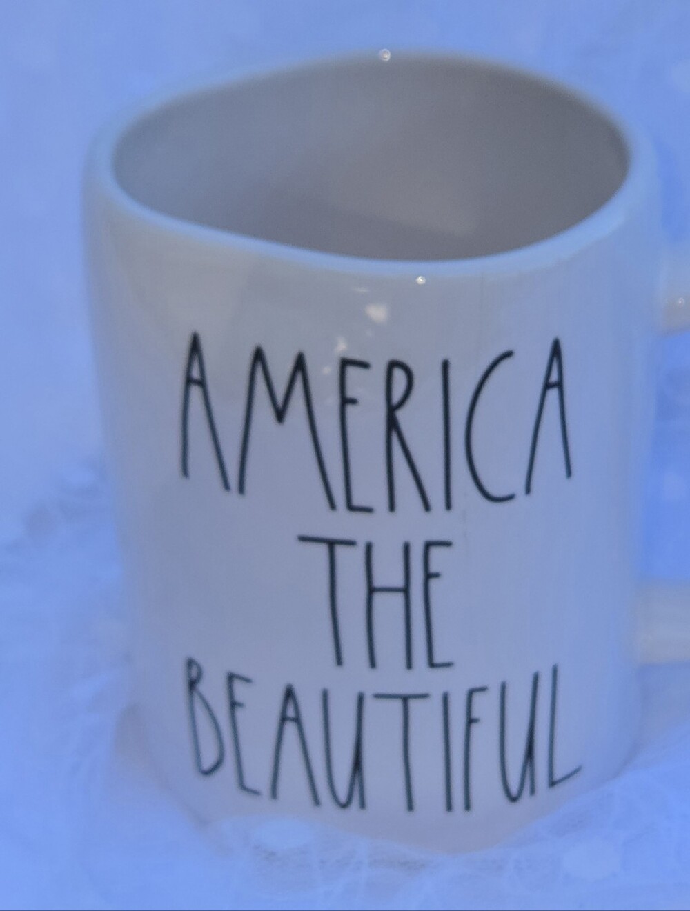 NWT Rae Dunn White 'America The Beautiful' Ceramic Mug